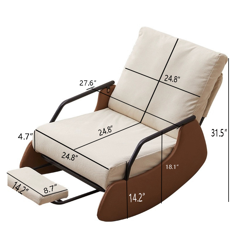 Sillón Mecedora Relax con Función Reclinable - Butaca Mecedora Confort para el Hogar