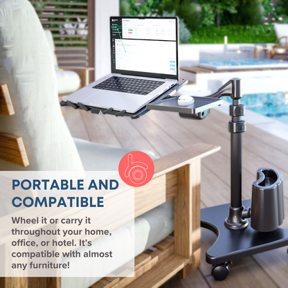 Soporte para Portátil con Ruedas y Brazo Articulado - Mesa Auxiliar Ajustable para Teletrabajo y Oficina