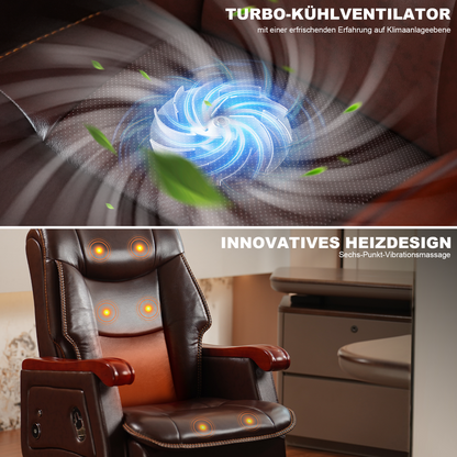 Sillón de Dirección Jones de Cuero con Masaje y Reclinación Eléctrica