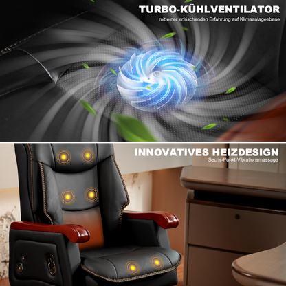 Sillón de Dirección Jones de Cuero con Masaje y Reclinación Eléctrica