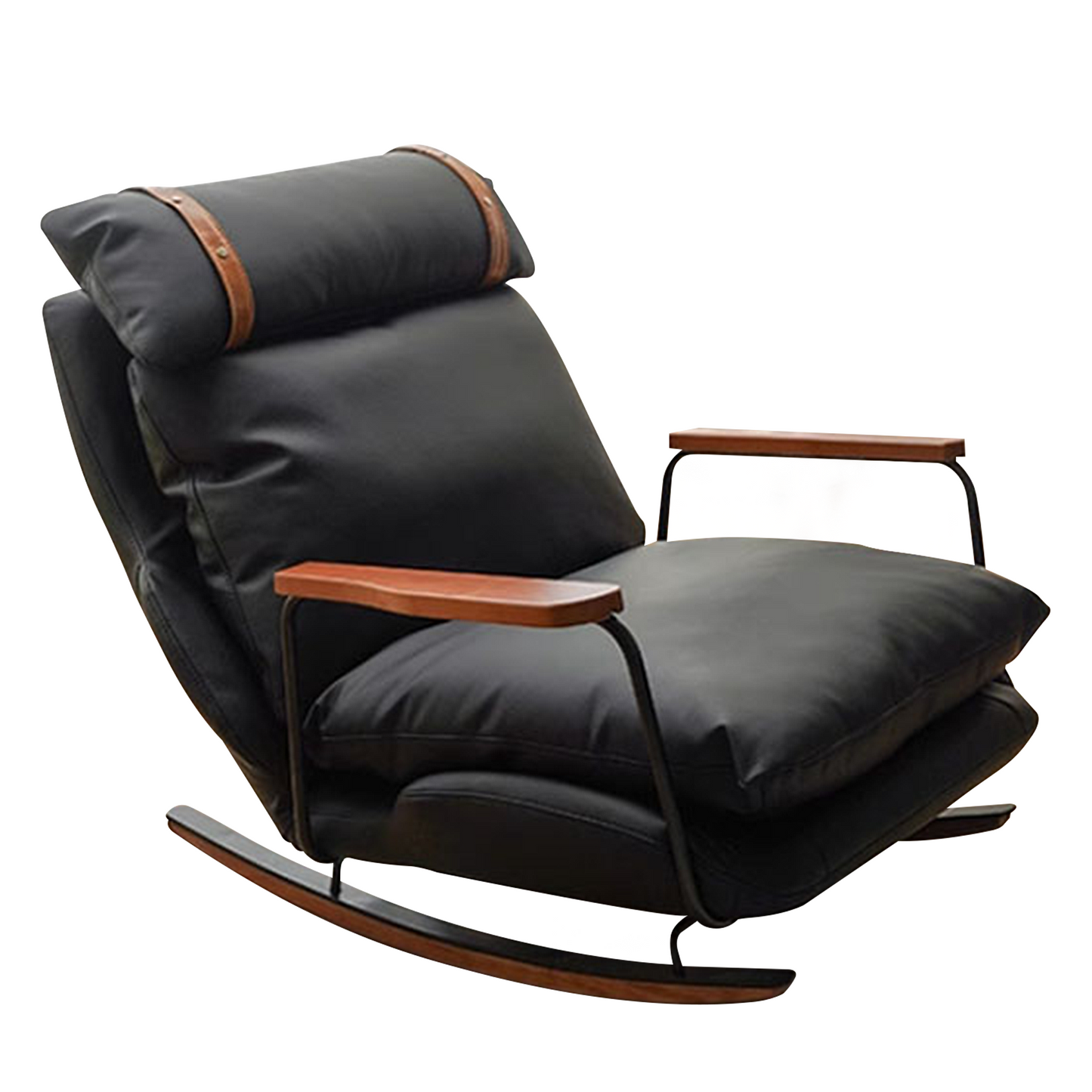 Mecedora Retro de Piel Estilo Francés - Sillón Balancín Vintage de Cuero