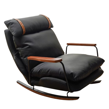 Mecedora Retro de Piel Estilo Francés - Sillón Balancín Vintage de Cuero