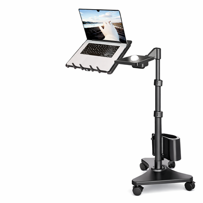 Soporte para Portátil con Ruedas y Brazo Articulado - Mesa Auxiliar Ajustable para Teletrabajo y Oficina
