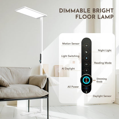 Lámpara de Pie LED 120W con Sensor de Movimiento - Luz de Lectura Gran Alcance 10500 lm, 4000K Blanco Neutro