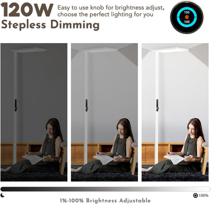 Lámpara de Pie LED 120W con Sensor de Movimiento - Luz de Lectura Gran Alcance 10500 lm, 4000K Blanco Neutro