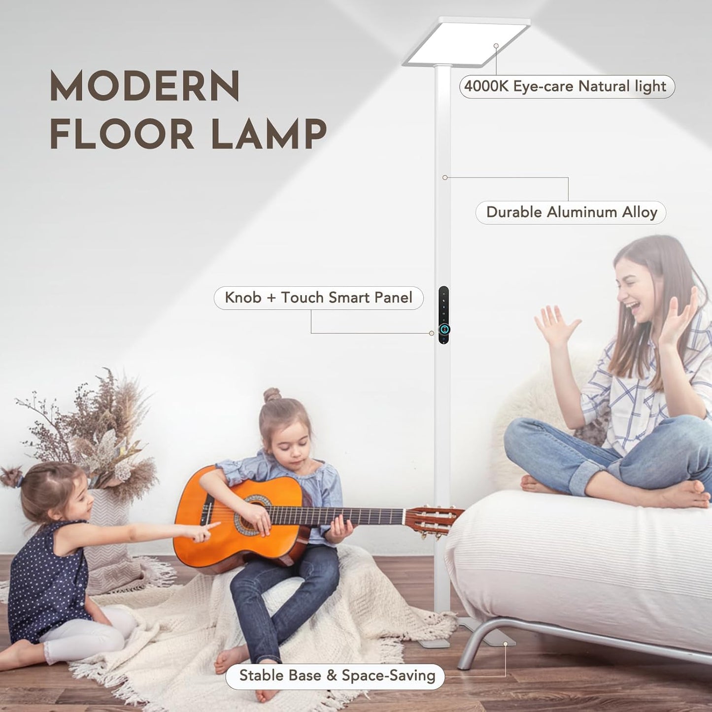 Lámpara de Pie LED 120W con Sensor de Movimiento - Luz de Lectura Gran Alcance 10500 lm, 4000K Blanco Neutro