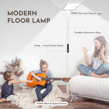 Lámpara de Pie LED 120W con Sensor de Movimiento - Luz de Lectura Gran Alcance 10500 lm, 4000K Blanco Neutro
