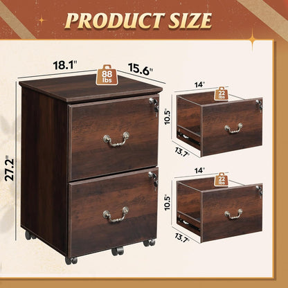 Cajonera de Oficina Mason con 2 Cajones y Ruedas