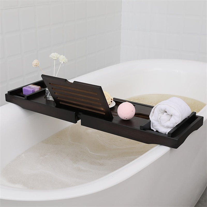 Puente de Bañera de Madera Natural - Bandeja Extensible Color Marrón para Baño