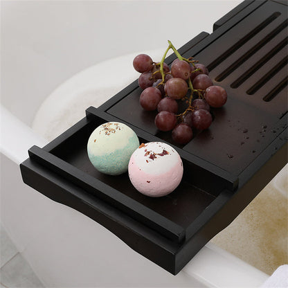 Puente de Bañera de Madera Natural - Bandeja Extensible Color Marrón para Baño