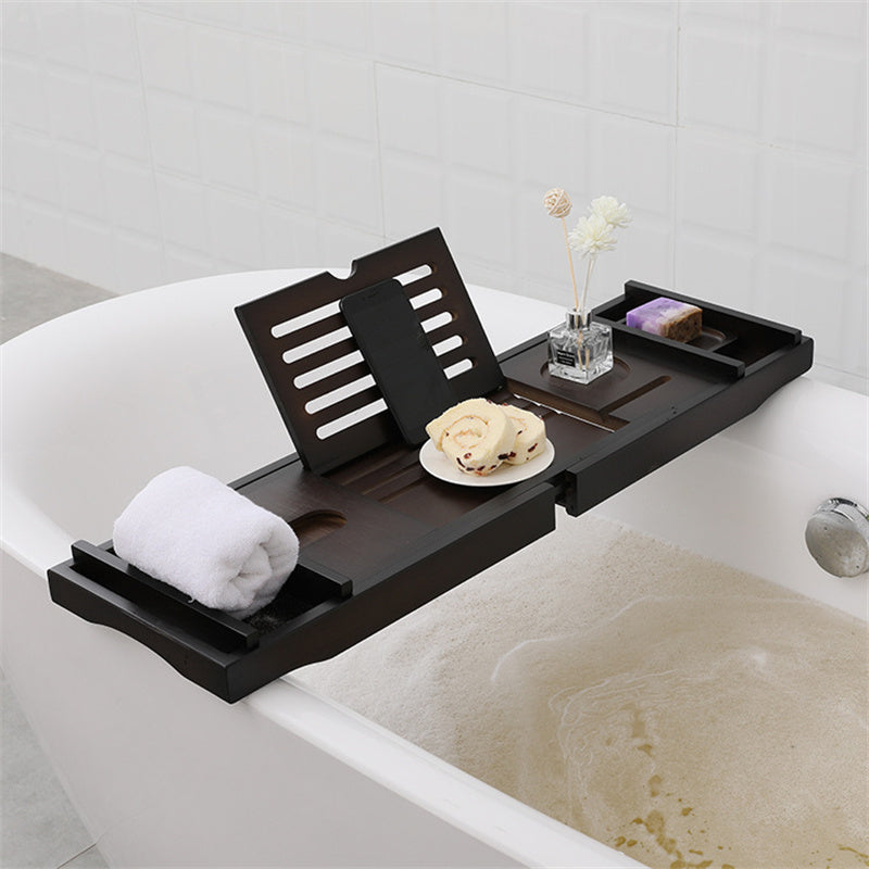 Puente de Bañera de Madera Natural - Bandeja Extensible Color Marrón para Baño