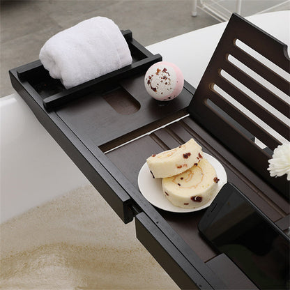 Puente de Bañera de Madera Natural - Bandeja Extensible Color Marrón para Baño