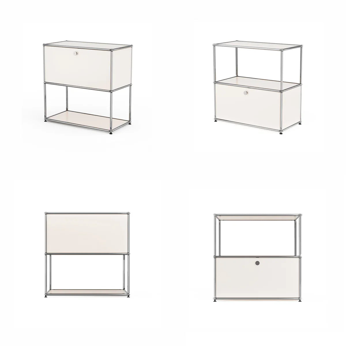 Mesa Auxiliar Moderna Ennio con Tapa Abatible y Ruedas Extraíbles - Blanco