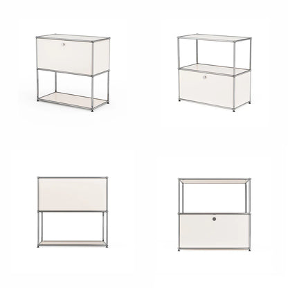 Mesa Auxiliar Moderna Ennio con Tapa Abatible y Ruedas Extraíbles - Blanco