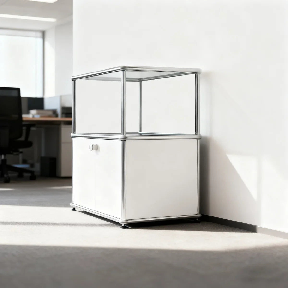 Mesa Auxiliar Moderna Ennio con Tapa Abatible y Ruedas Extraíbles - Blanco