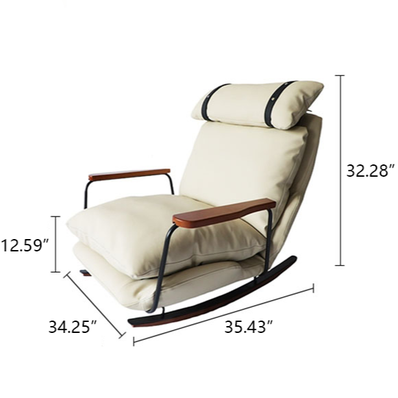 Mecedora Retro de Piel Estilo Francés - Sillón Balancín Vintage de Cuero