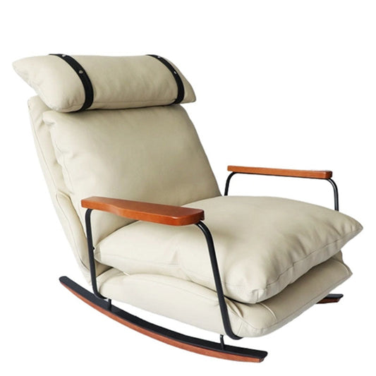 Mecedora Retro de Piel Estilo Francés - Sillón Balancín Vintage de Cuero
