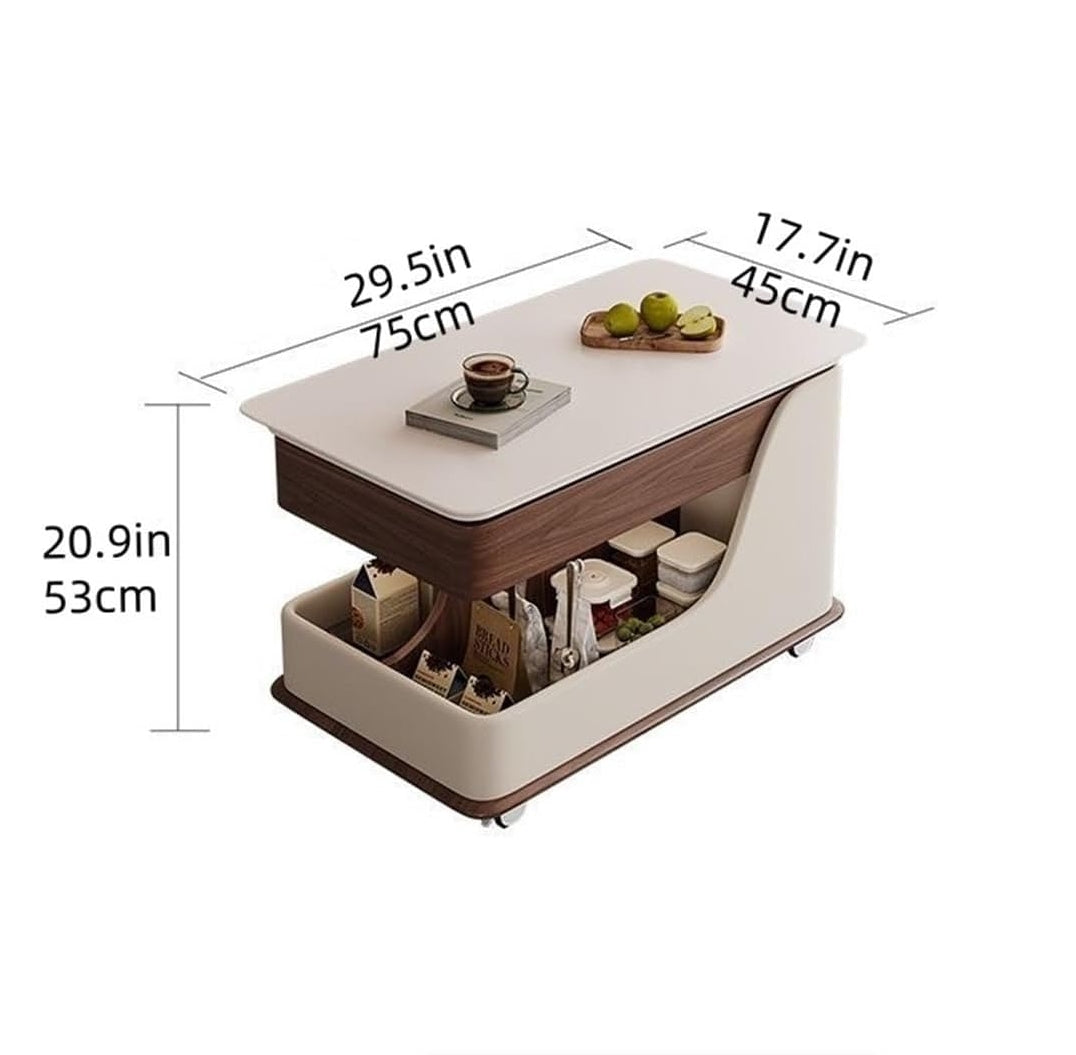 Mesa de Centro Móvil ROYA - Mesa Auxiliar con Ruedas y Diseño Moderno