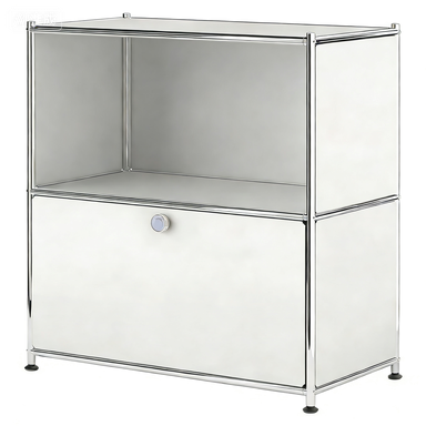 Mesa Auxiliar Moderna Ennio con Tapa Abatible y Ruedas Extraíbles - Blanco