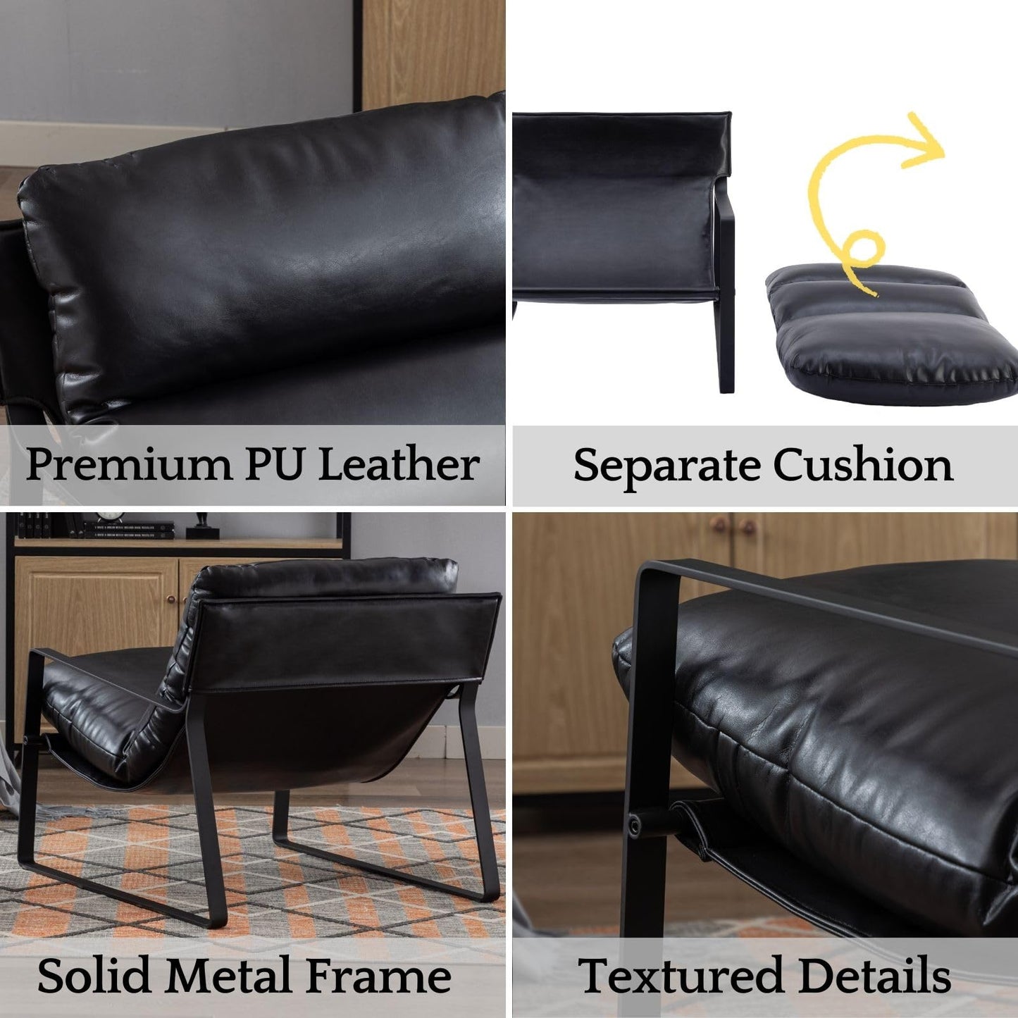 Sillón de Acento Moderno con Cojín Extra Acolchado - Butaca Elegante para Salón