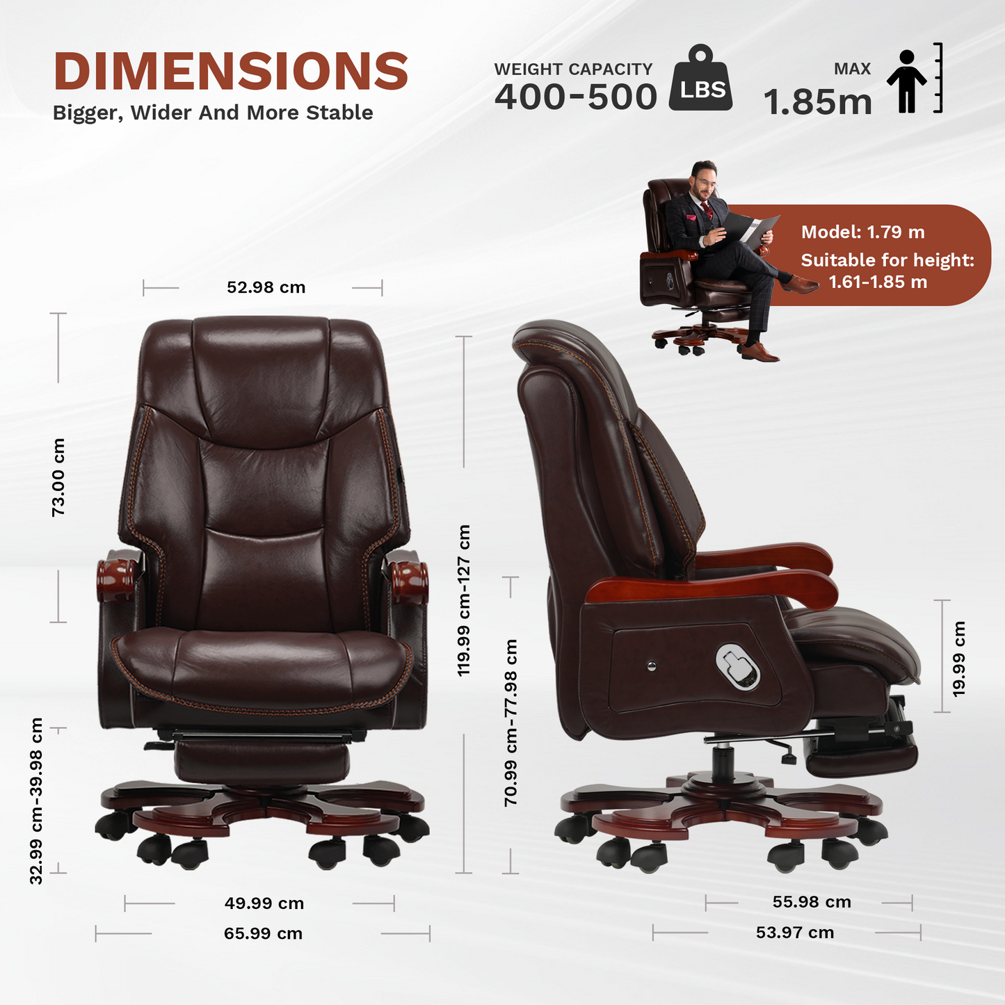 Sillón de Dirección Jones de Cuero con Masaje y Reclinación Eléctrica