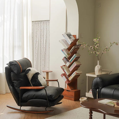 Mecedora Retro de Piel Estilo Francés - Sillón Balancín Vintage de Cuero